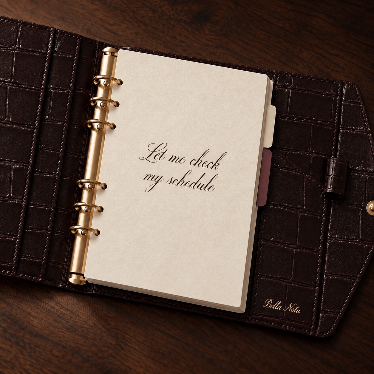 Open Bella Nota A5 planner with paper and dividers