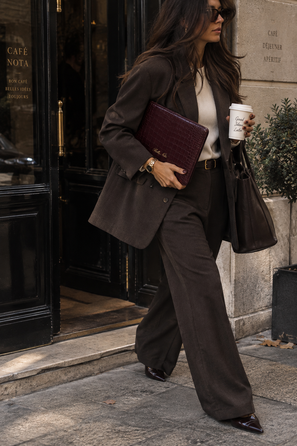 Amarena MacBook case styled outside Café Nota